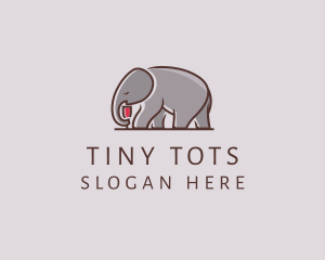 Elephant Wine Glass  logo design