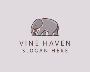 Elephant Wine Glass  logo design