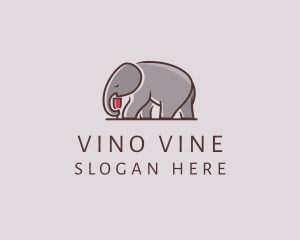 Wine - Elephant Wine Glass logo design