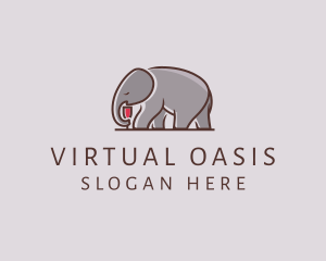 Elephant Wine Glass  logo design