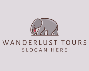 Elephant Wine Glass  logo design