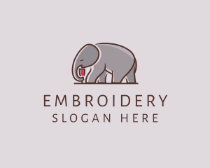 Elephant Wine Glass  logo design