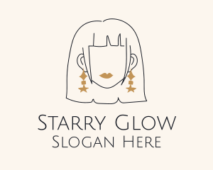 Woman Starry Earrings logo design