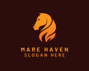 Mare - Gold Flame Horse logo design