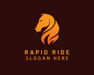 Gold Flame Horse logo design