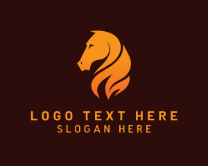 Stable - Gold Flame Horse logo design