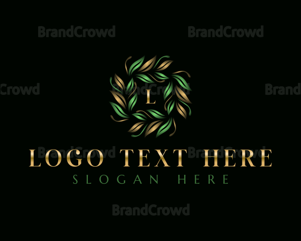 Botanical Leaves Wreath Logo