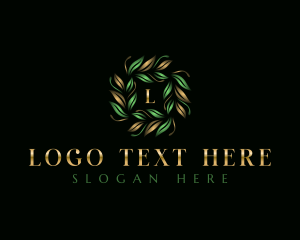 Eco - Botanical Leaves Wreath logo design