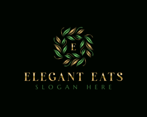 Botanical Leaves Wreath logo design