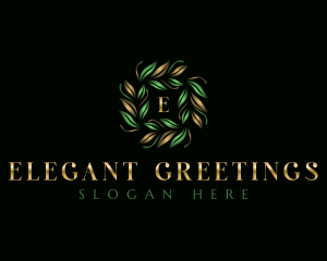 Botanical Leaves Wreath logo design