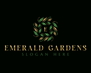 Botanical Leaves Wreath logo design