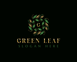 Botanical Leaves Wreath logo design