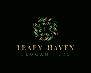 Botanical Leaves Wreath logo design