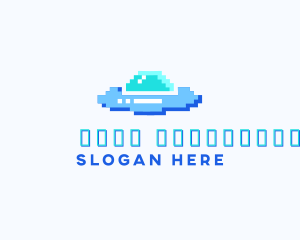 Pixel UFO Spaceship Logo