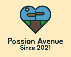 Passion - Crossroads Signpost Heart logo design