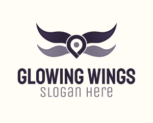 Location Pin Wings logo design