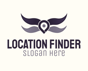 Location Pin Wings logo design