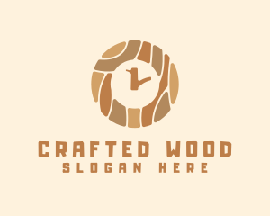 Wood Tree Clock logo design