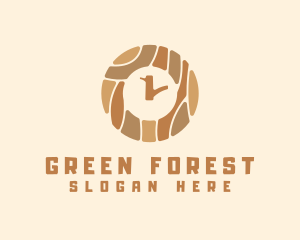 Wood Tree Clock logo design