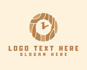 Wooden - Wood Tree Clock logo design