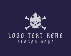 Pirate - Flaming Skull Tattoo logo design