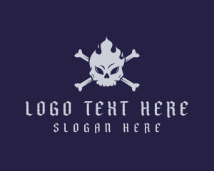 Flame - Flaming Skull Tattoo logo design