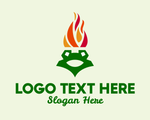 Frog - Flame Torch Frog logo design