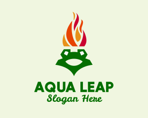 Flame Torch Frog logo design