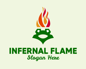 Flame Torch Frog logo design