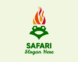 Blaze - Flame Torch Frog logo design