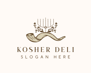 Jewish - Shofar Horn Candle logo design