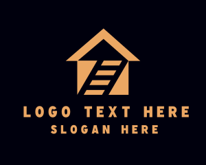 Roofing - Orange House Ladder logo design