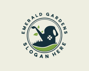 Watering Can Gardening Lawn logo design