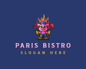 Pork Grill Pig logo design