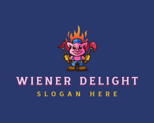 Wiener - Pork Grill Pig logo design