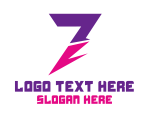 Seven - Lightning Bolt Number 7 logo design