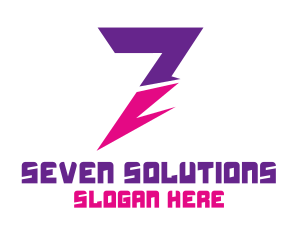 Seven - Lightning Bolt Number 7 logo design