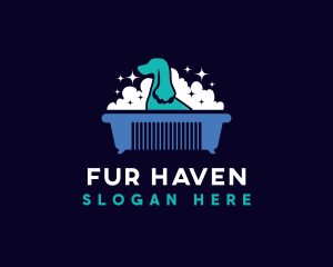 Fur - Dog Pet Grooming Bath logo design