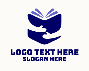 Dictionary - Purple Book Hug logo design