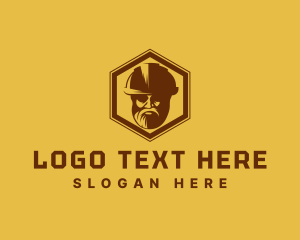 Construction Hat - Bearded Man Construction Hat logo design