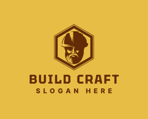 Bearded Man Construction Hat logo design