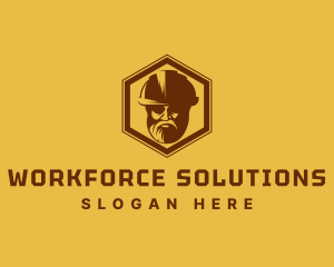 Labor - Bearded Man Construction Hat logo design