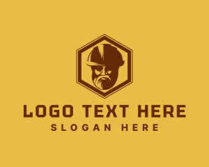 Labor - Bearded Man Construction Hat logo design
