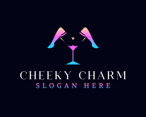 Cheeky - Erotic Martini Glass Legs logo design