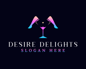 Erotic Martini Glass Legs logo design