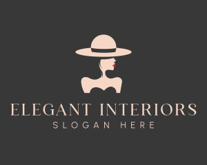 Elegant Stylish Hat Lady logo design