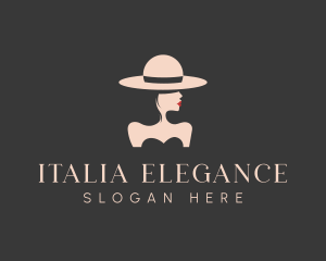 Elegant Stylish Hat Lady logo design