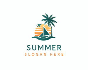 Sunset Island Sailboat  logo design