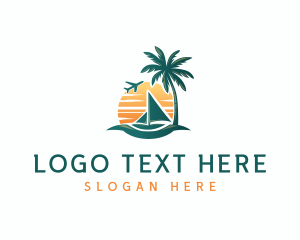 Ocean - Sunset Island Sailboat logo design