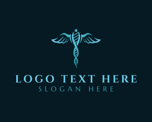Physician - DNA Caduceus Wings logo design